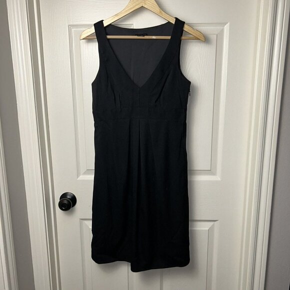 Theory Black Sleeveless V-Neck Virgin Wool A-line Casual Dress Size 6 - Picture 2 of 10